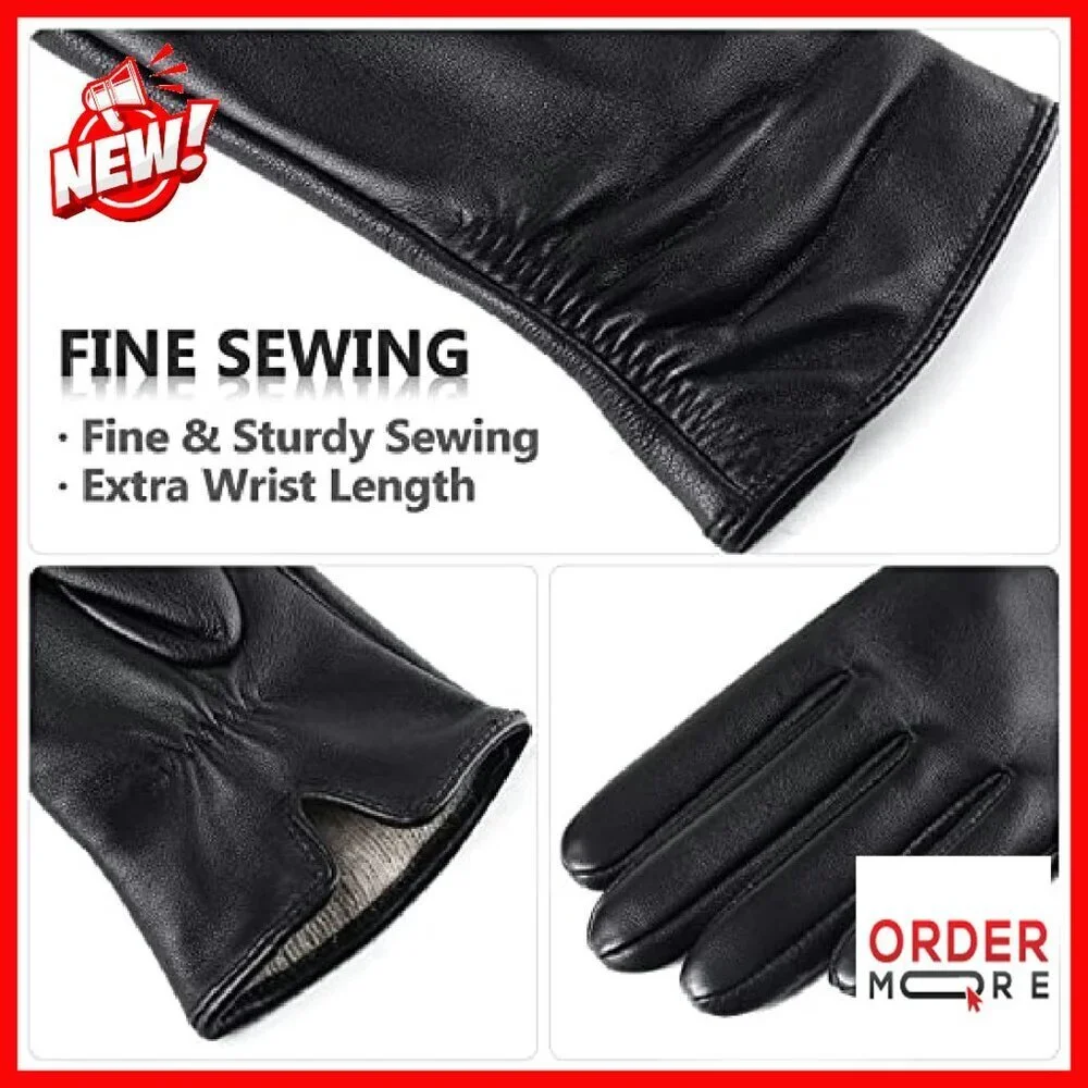 Women's Lambskin Leather Touchscreen Gloves, Cashmere Lined, Winter Driving